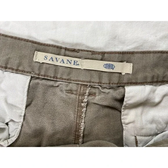 Savane Cargo Short Men 40 Beige Mid Rise Flat Front Elastic Waist Pockets Cotton - Picture 3 of 8